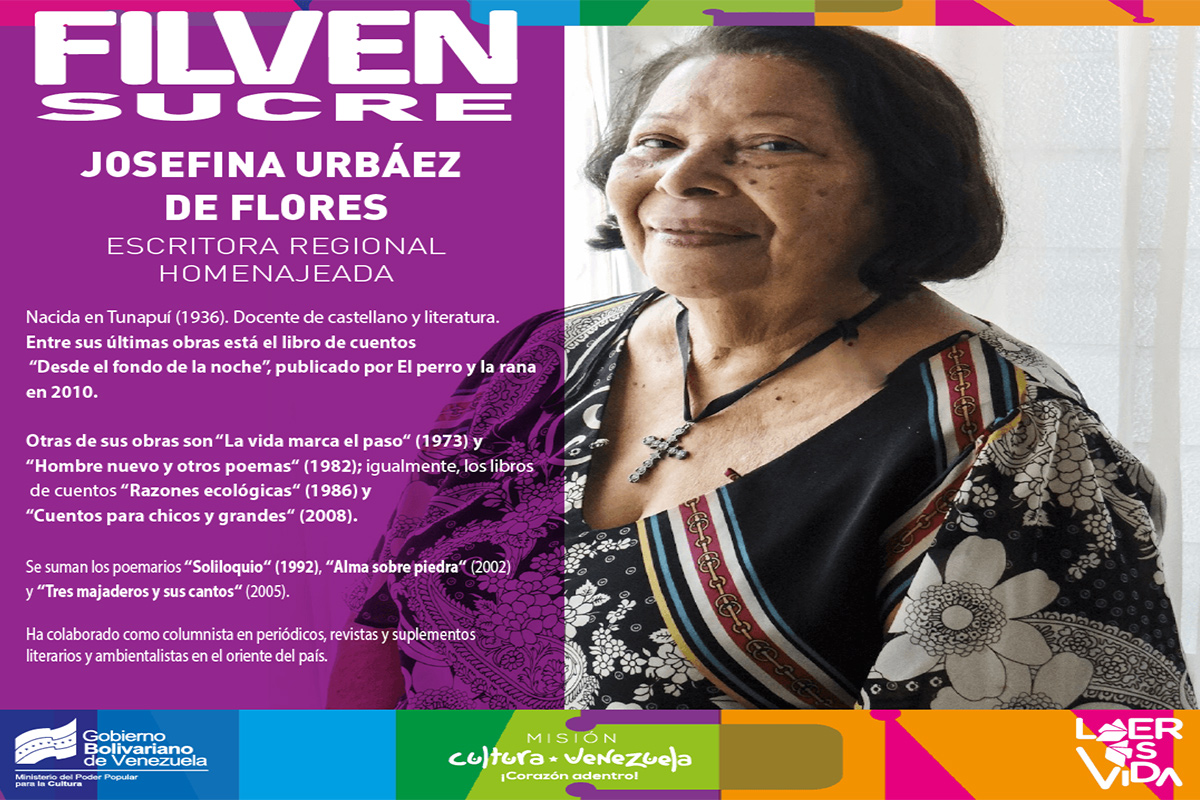 Escritora Josefina Urbáez es homenajeada en 15ª Filven capítulo Sucre