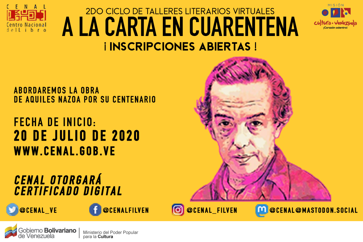 Cenal abre inscripciones para talleres literarios en torno a obra de Aquiles Nazoa