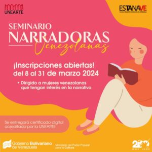 Abierta inscripción para seminario-taller “Narradoras venezolanas” dictado por las escritoras Laura Antillano, Sol Linares, Esmeralda Torres, Mirla Alcibiades y Wafi Salih