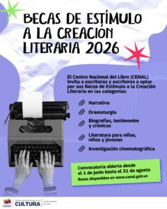 Cenal anuncia Becas de Estímulo a la Creación Literaria 2026
