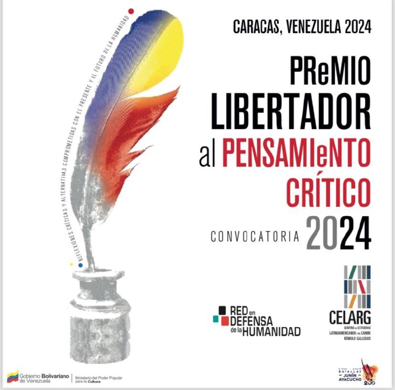 Abierta convocatoria internacional para Premio Libertador al Pensamiento Crítico 2024