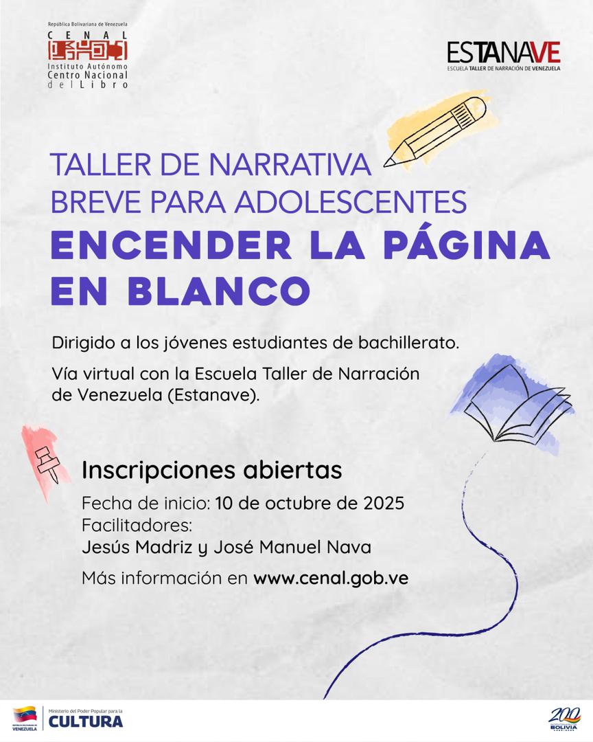 Cenal facilitará taller de Narrativa breve para adolescentes