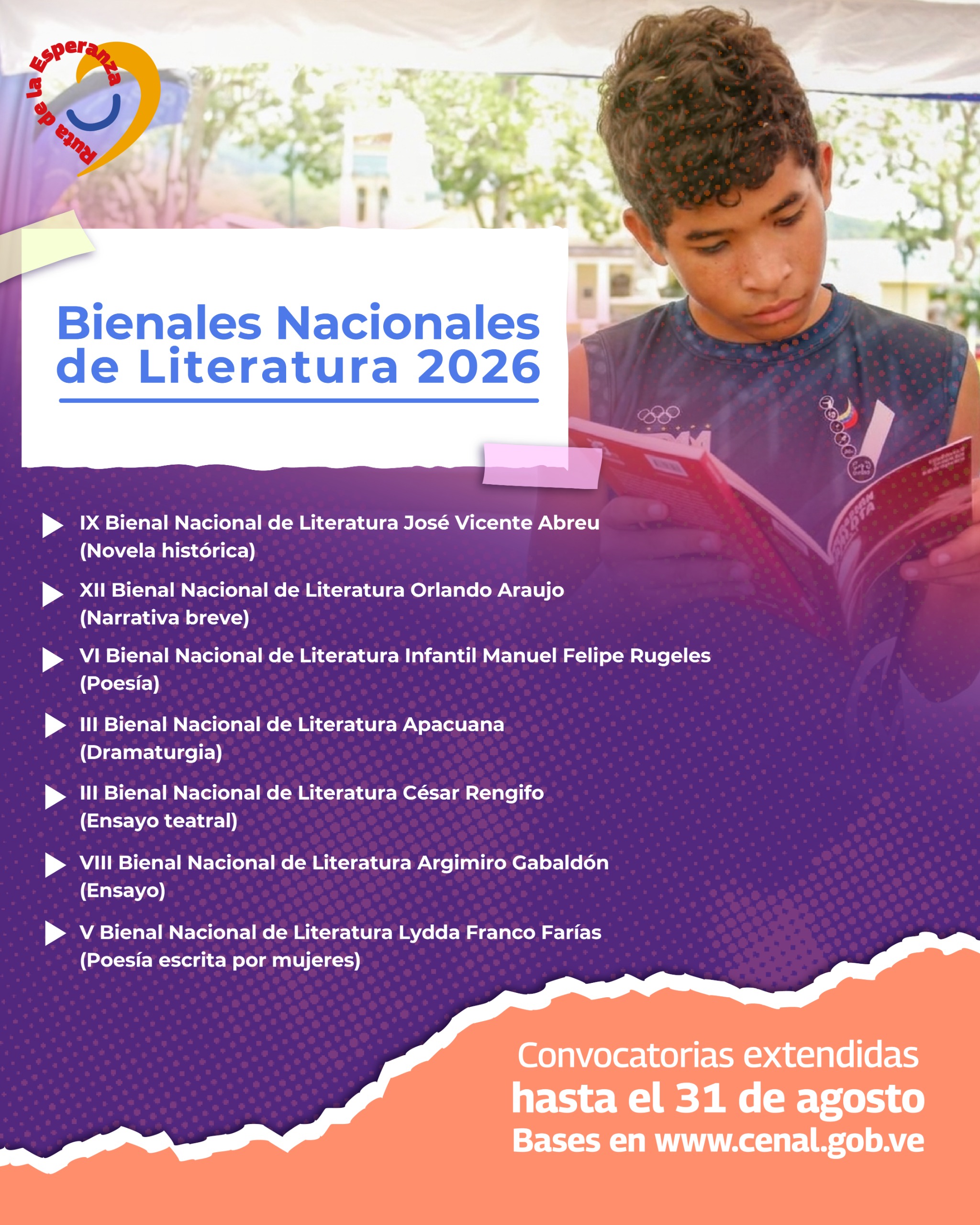 Bienales nacionales de literatura se extienden hasta el 31 de agosto